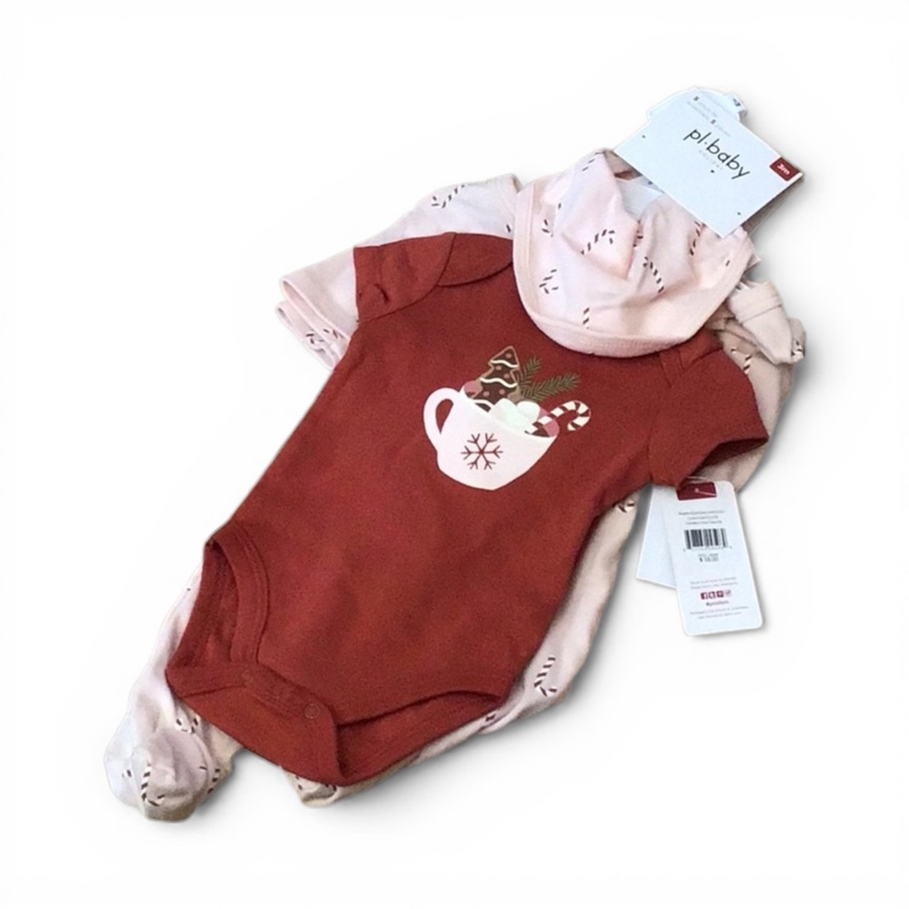 PL Baby 5 Piece Candy Cane Set Size 3M Pink Holiday Outfit NWT